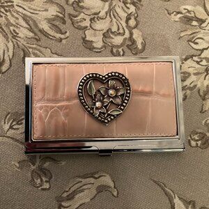 BRIGHTON pink leather croco business card holder